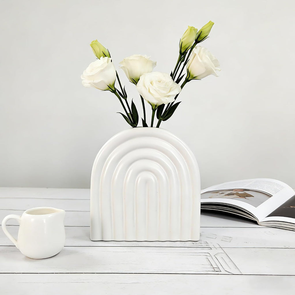 Arch Ceramic Vase for Table and Entryway Decor