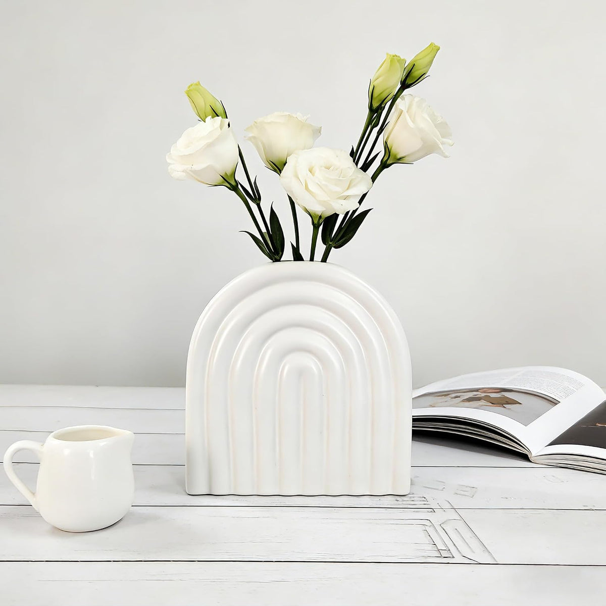 Arch Ceramic Vase for Table and Entryway Decor
