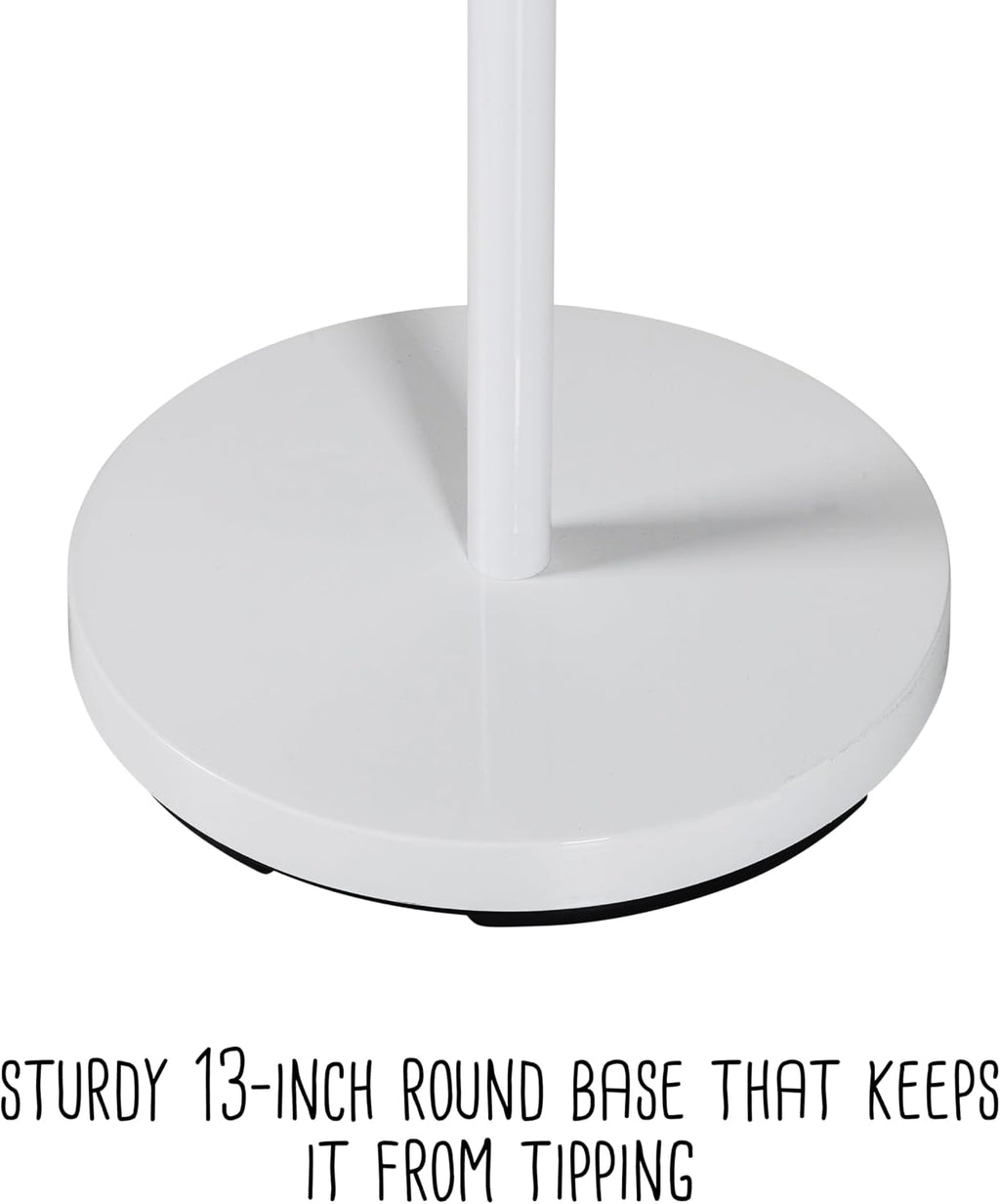 Standing Coat Rack/Entryway Coat Rack Tree, White with Wood Accents