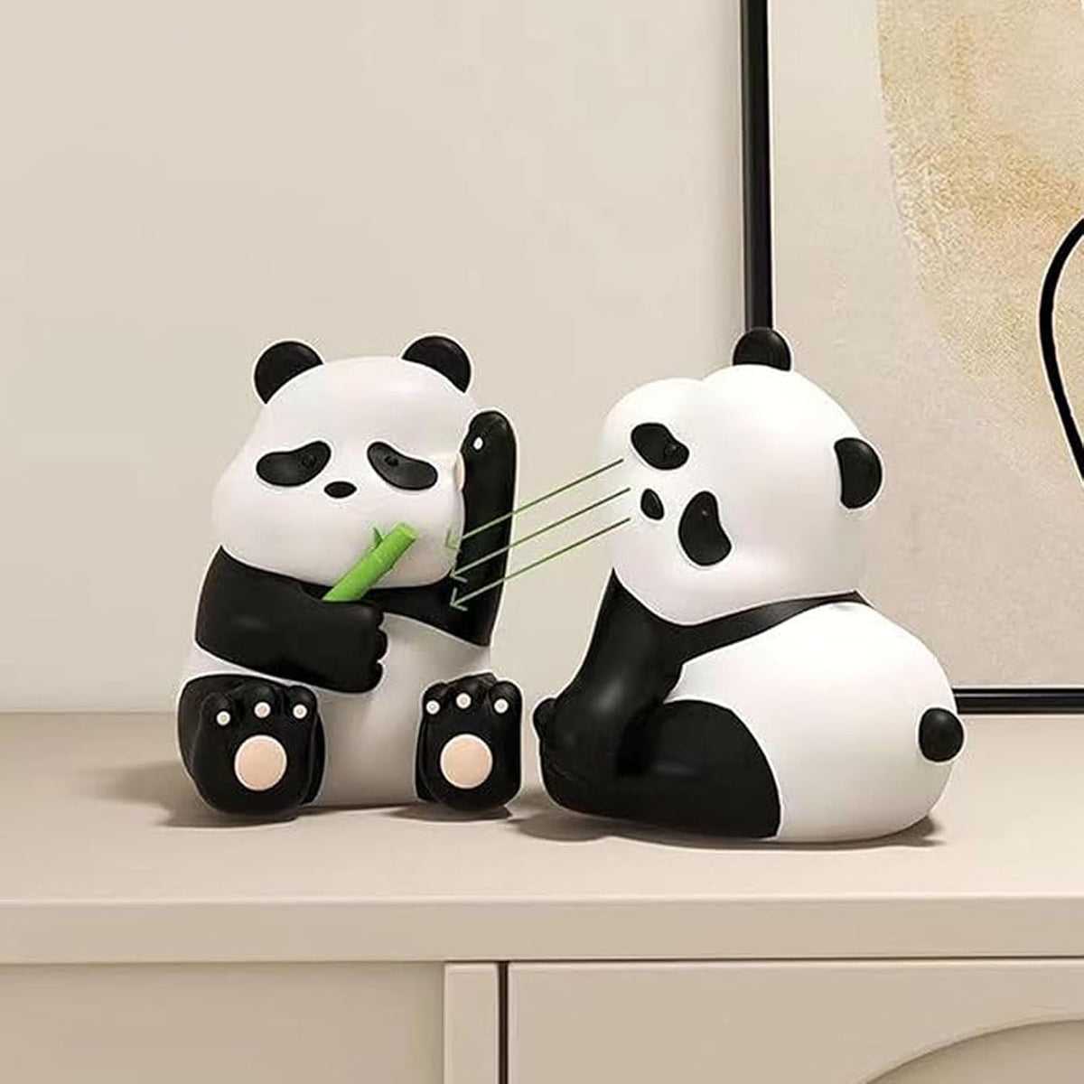 2Pcs Cute Panda Decorative Bookends, Resin Unique Animal Book Ends, Fun Modern Home Sculptures, Modern Panda Statues, for Living Room Entrance, Bookshelf, Bedroom, Office Table Decorations