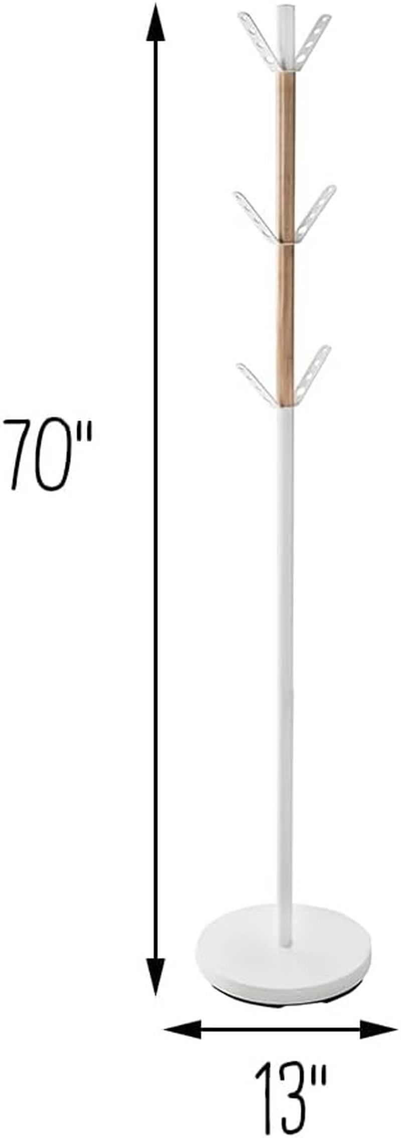 Standing Coat Rack/Entryway Coat Rack Tree, White with Wood Accents