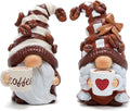 2PCS Coffee Gnome Figurines, Resin Statues for Home Office Kitchen Tiered Tray & Farmhouse Shelf, Indoor Outdoor Dwarf Decor, Adorable Gift for Women