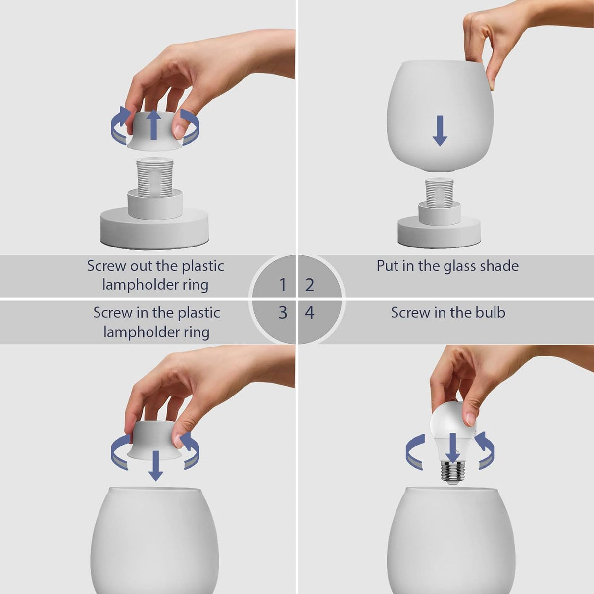 Touch Bedside Table Lamp Set of 2 - Small Modern Table Lamp for Bedroom Living Room Nightstand, 3-Way Dimable Desk Lamp with White Opal Glass Lamp Shade, 2700K LED Bulb, Simple Design Home Decor