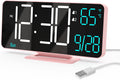 Clock for Bedroom, 6.7In Digital Alarm Clock, Auto Dimming, Room Temperature, Day of the Week, Seconds, Date, Alarm Clocks for Bedrooms, Digital Clocks for Living Room