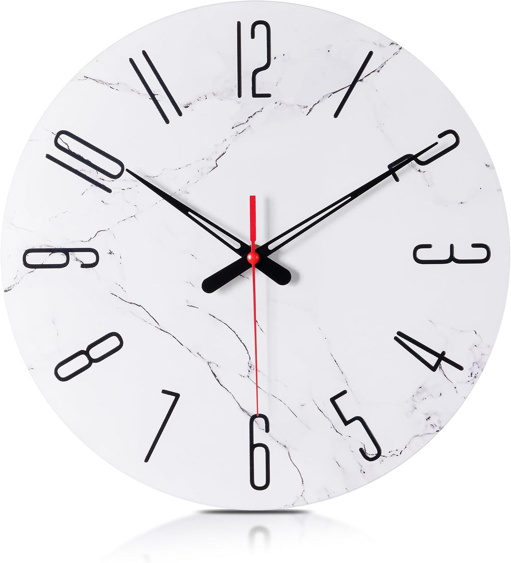 14In Glass Wall Clocks for Living Room Decor, Decorative Wall Clocks Battery Operated, Silent Kitchen Clocks, Wall Clock for Bedroom