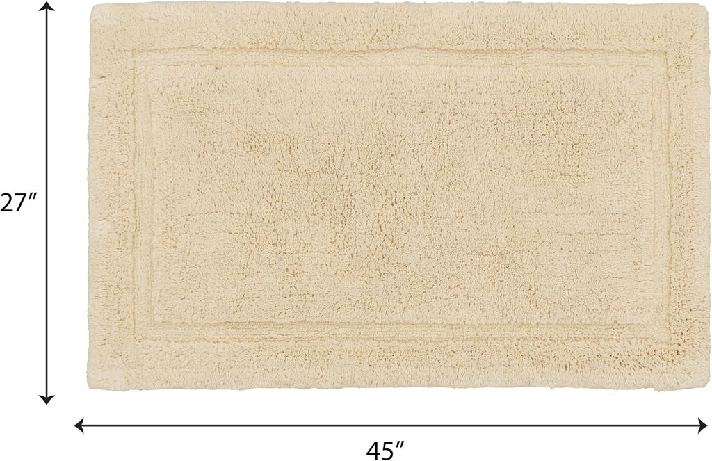Lydia Border 100% Cotton Bath Mat - Non-Slip Bath Rug - Ivory - 27"X45"