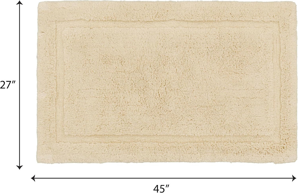 Lydia Border 100% Cotton Bath Mat - Non-Slip Bath Rug - Ivory - 27"X45"