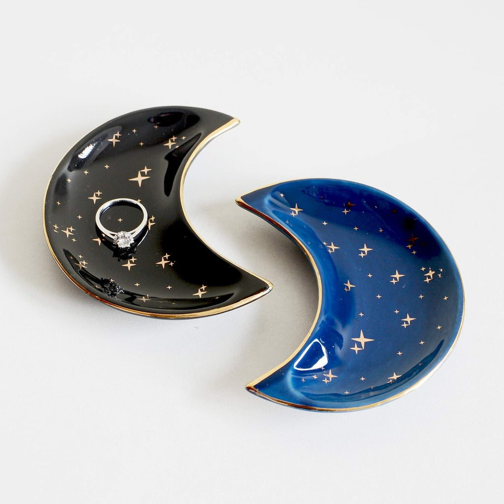 Small Moon Jewelry Dish Tray, Black