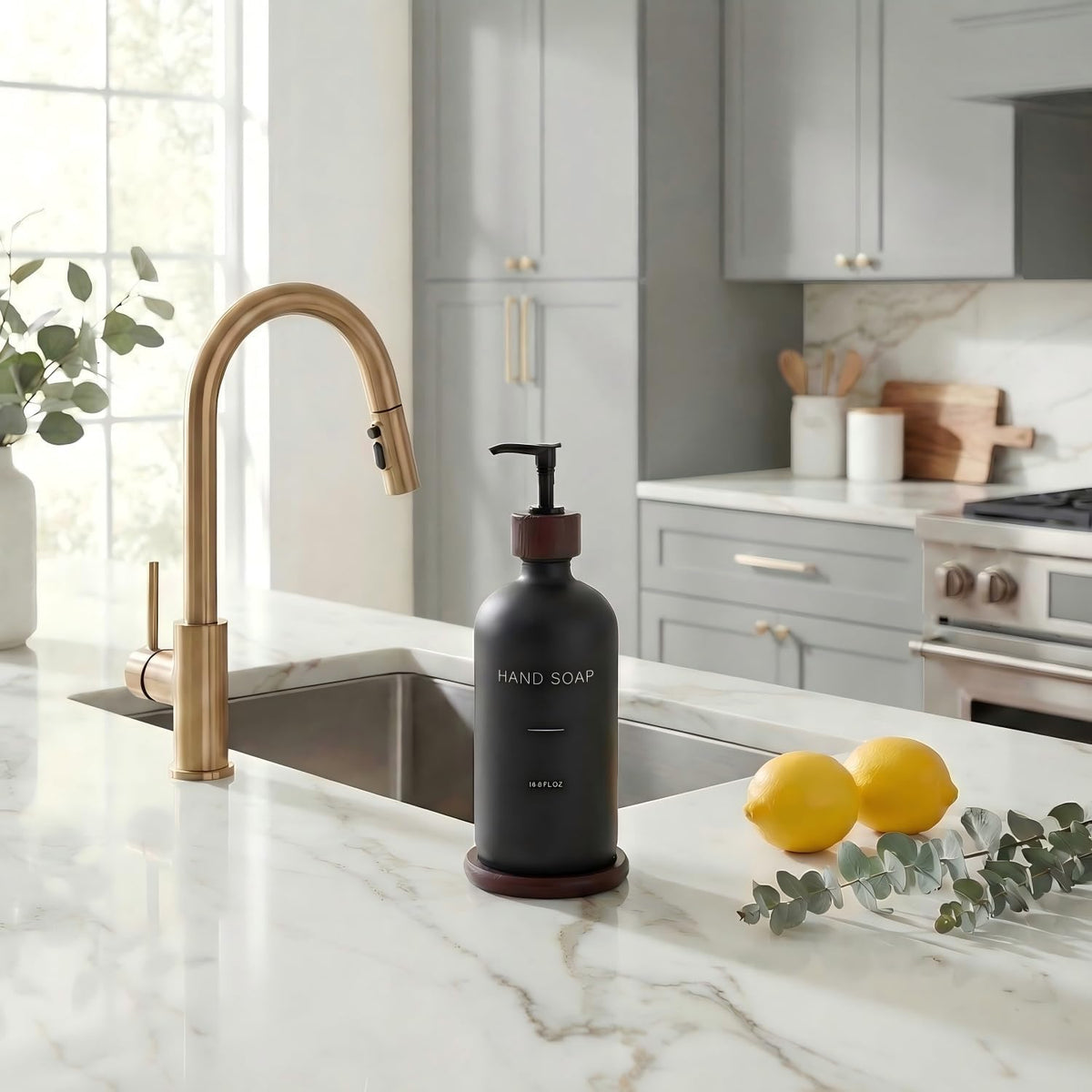 Black Soap Dispenser, Refillable Hand Soap Dispenser