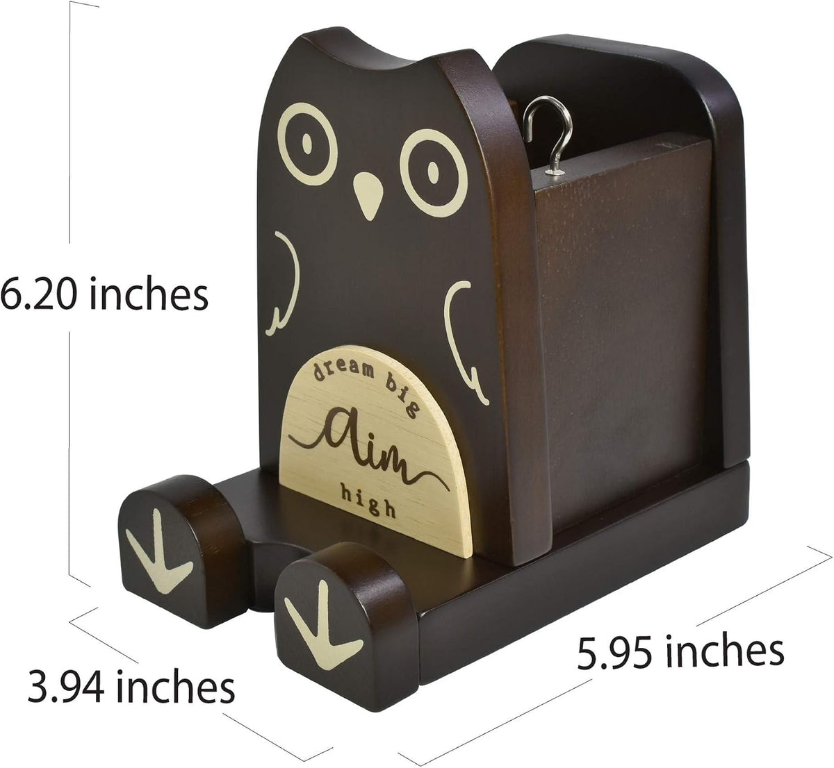 Wood Multipurpose Eyeglass Phone Pen & Pencil Holder Stand Stationery Desk Box Organizer Accessories, Home Office Desktop Decor Birthday Graduation Gifts “Dream Big Aim High” (Owl)