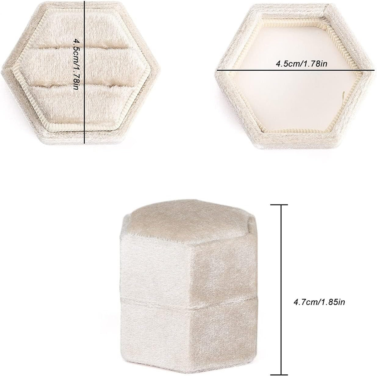 Velvet Ring Box,Hexagon Wedding Double Small Ring Box Proposal Engagement