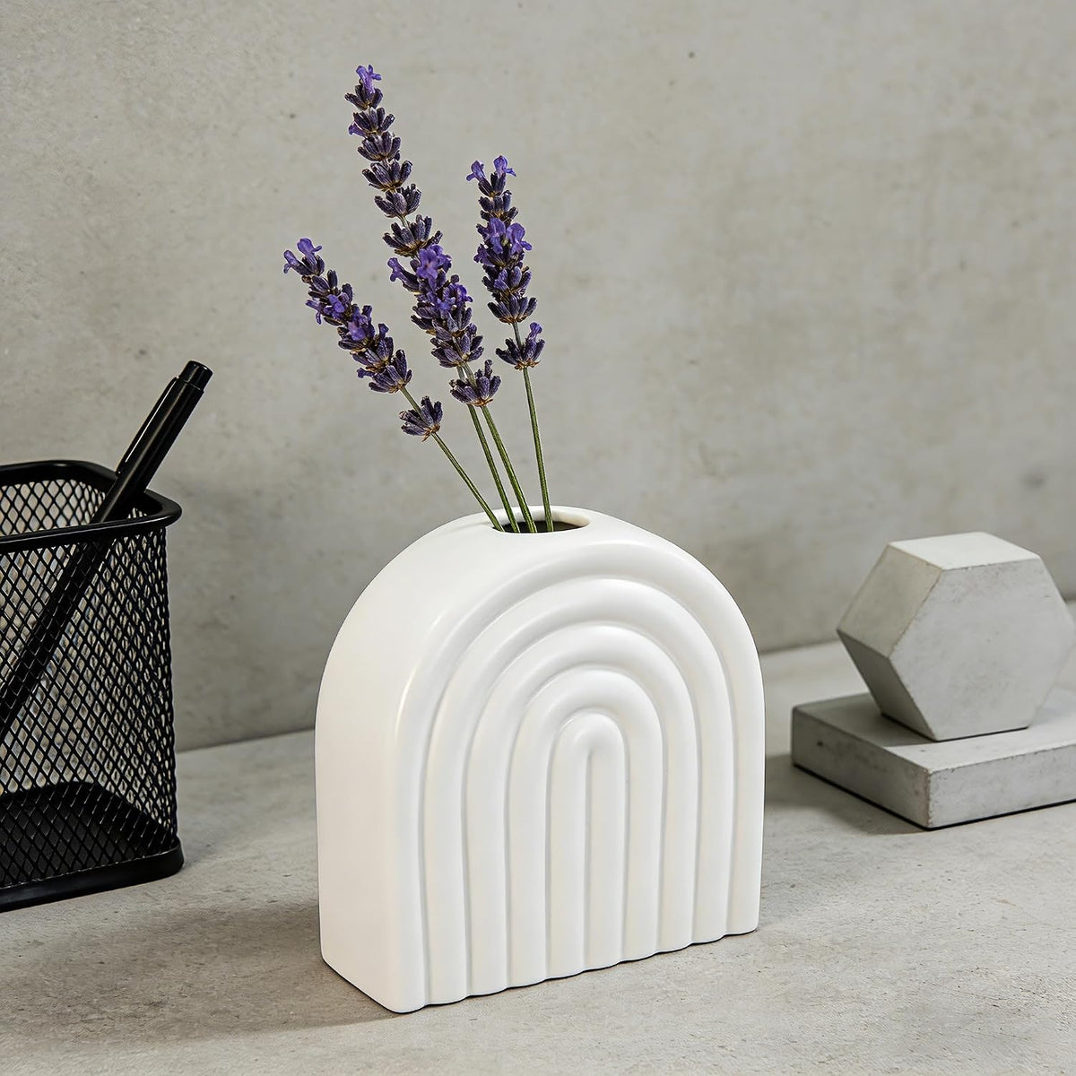 Arch Ceramic Vase for Table and Entryway Decor