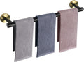 Bath Towel Bar, Thicken Stainless Steel Shower Towel Rack Holder Wall Mounted for Bathroom, 33-Lnch Overall Length-30-Lnch Usable Hanging Space (1 Pack, Matte Black & Gold)