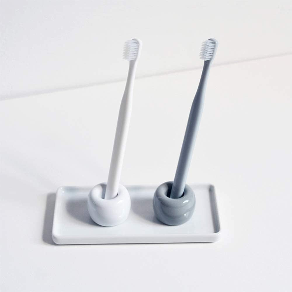 Ceramic Vanity Tray, Rectangle Bathroom White Tray, Marble Tray, Organizer for Soap, Jewelry, Perfume,Towel Holder for Counter, Bathroom, Kitchen, Sink, Restroom Decoration (Small) (2 Pack)