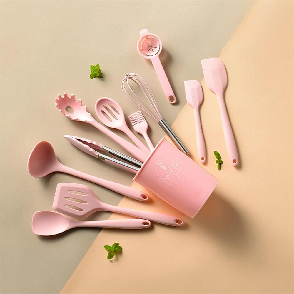 Pink Kitchen Utensils Set-12 Pieces Silicone Cooking Utensils Set