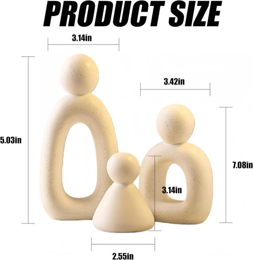 Abstract Family of 3 Collectible Figurines - White