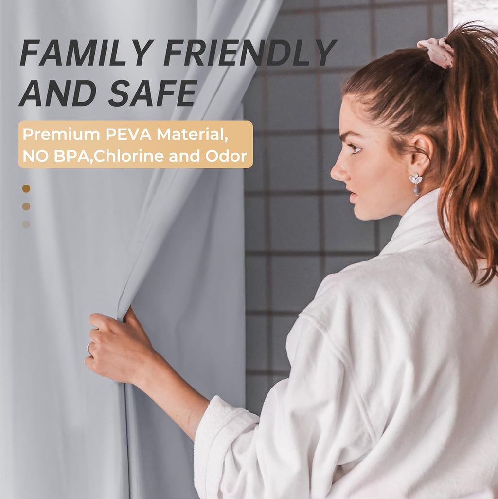 Stall Shower Curtain 36X72, Heavy Duty Plastic, Grey with 2 Weighted Stones and 6 Grommet Holes