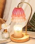 Flower Candle Warmer Lamp with Timer, Dimmable Candle Lamp Warmer, Christmas Birthday Gifts for Women Mom Her, Housewarming Home Decor, Lotus Wax Warmer for Yankee Candles - Pink Flower
