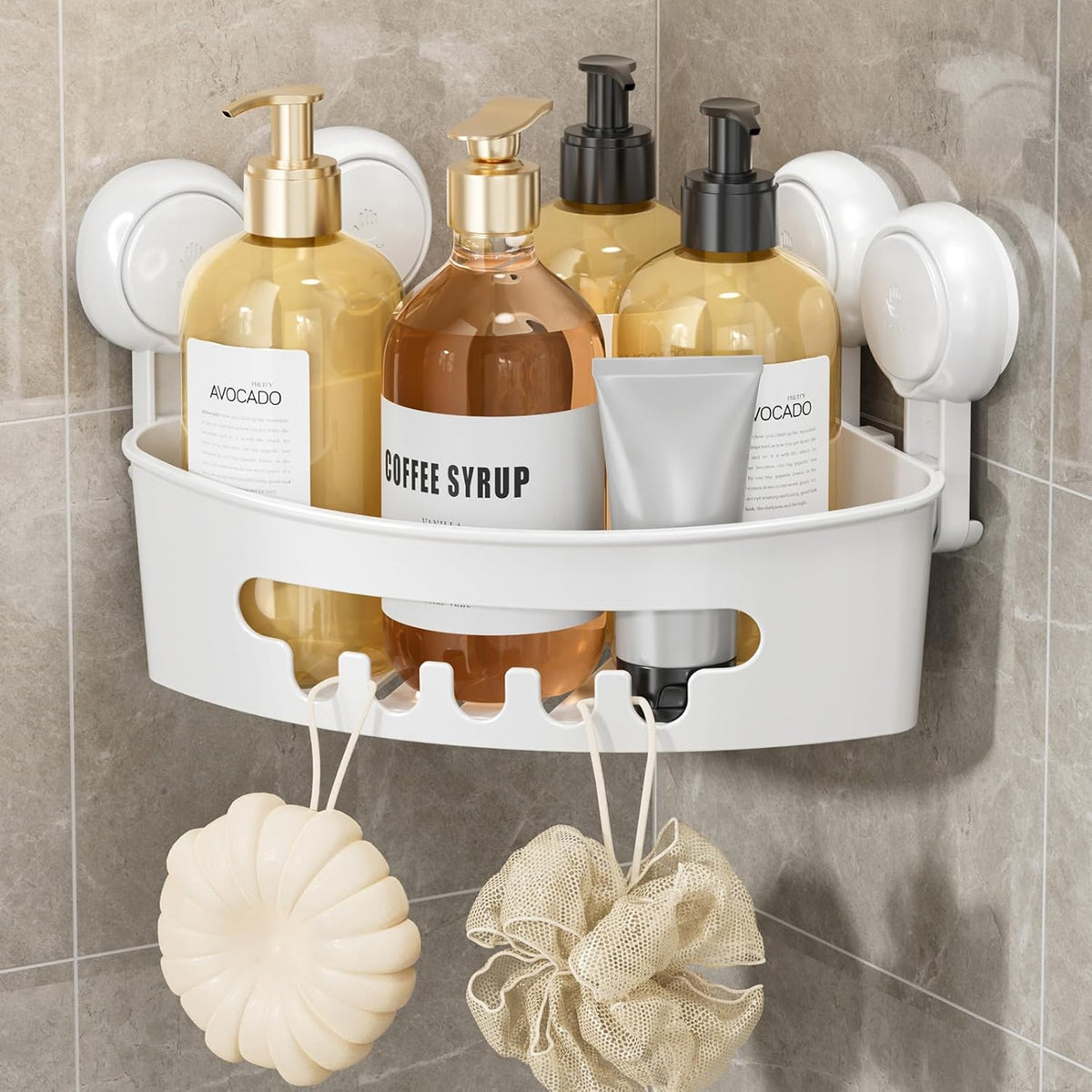 Corner Shower Caddy Suction Cup, Shower Basket Suction Bathroom