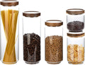 Glass Storage Jars Set with Airtight Wood Lids