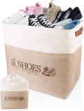 Shoe Basket Organizer, Large Capacity Fabric Entryway Shoe Storage Bin with Handle, Flodable Space-Saving Shoe Basket for Entryway, Hallway, Entryway and Mudroom