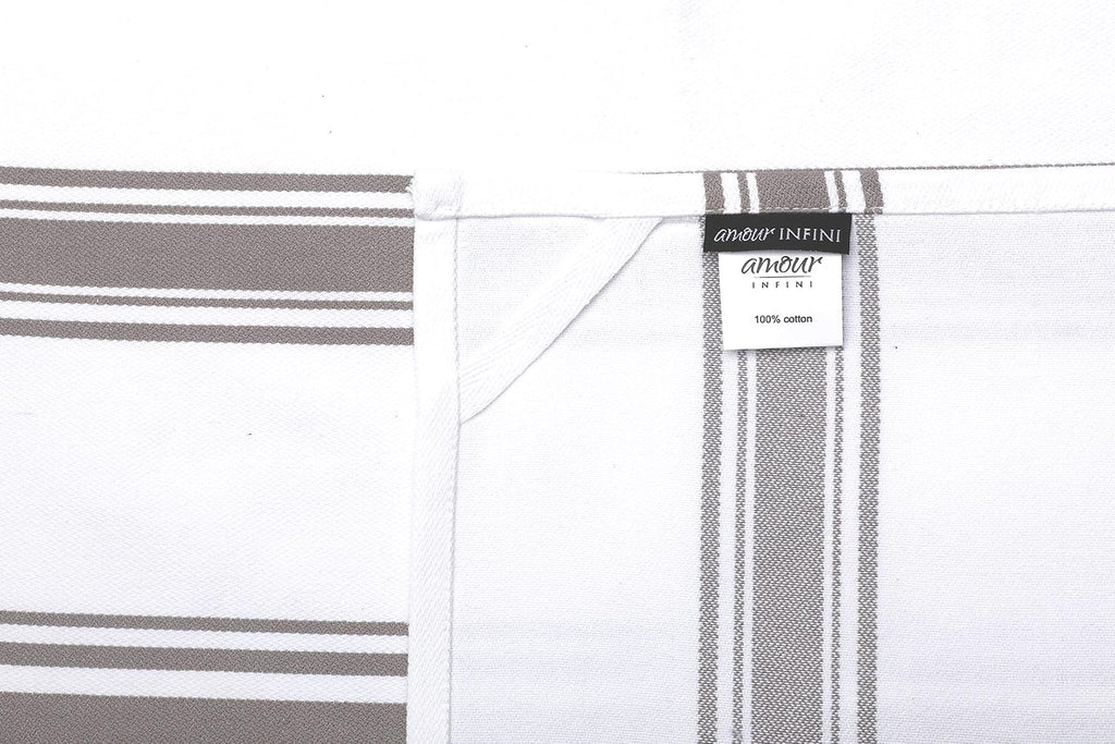 Kitchen Towels 100% Cotton Pack of 4, Highly Absorbent Quick Drying Premium Striped Dish Towel for Kitchen with Hanging Loop Hand & Tea Towels (Beige)