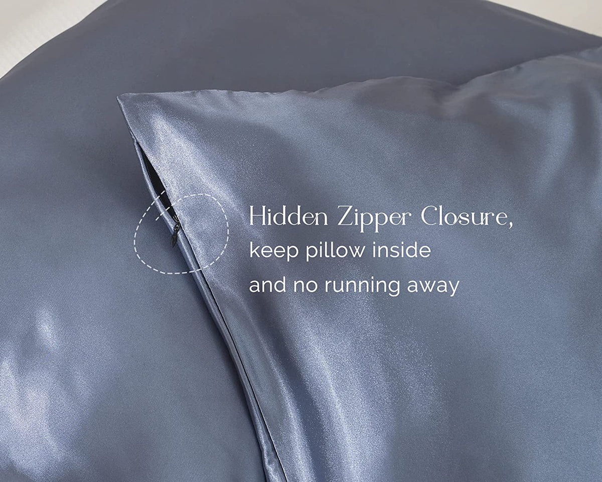 2 Pack Satin Pillowcase, for Hair and Skin with Zipper
