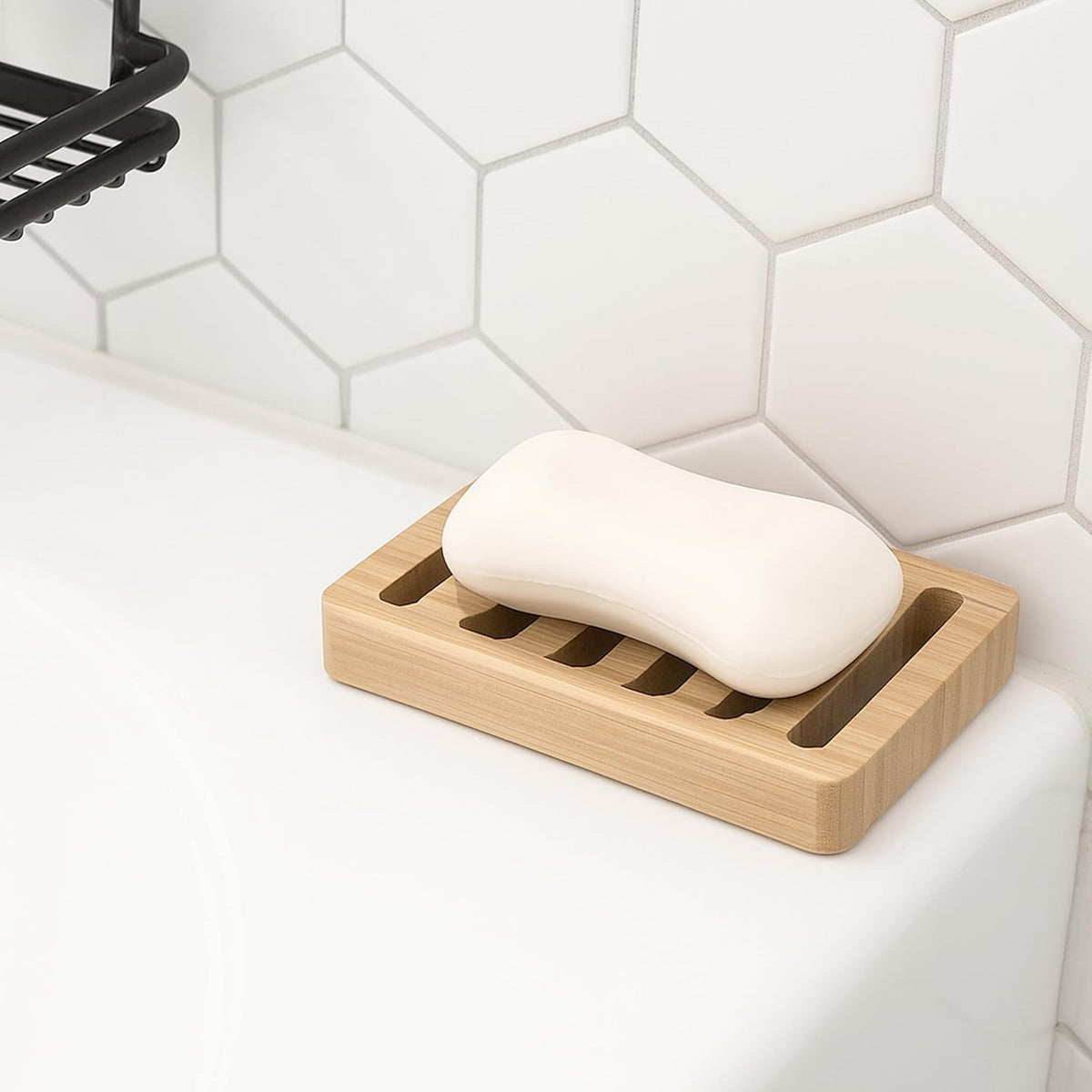6 Pack Bamboo Soap Dish, Bar Soap Holder Self Draining Soap Dish Natural Bamboo Soap Holder Waterproof Anti-Slip Wooden Soap Dishes for Bar Soap Saver Tray for Shower Bathroom Kitchen Sink Bathtub