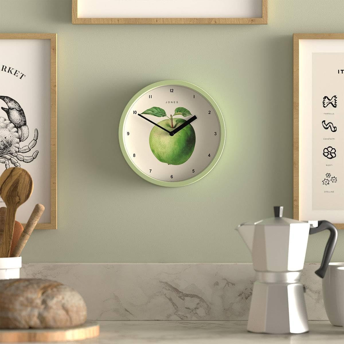 ® Fruit Wall Clock | Small round Clock | 8" | Green