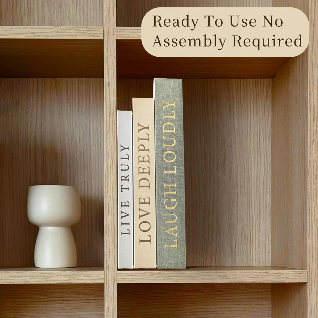 Aesthetic Decorative Books, Set of 3 Linen Faux Books for Decoration