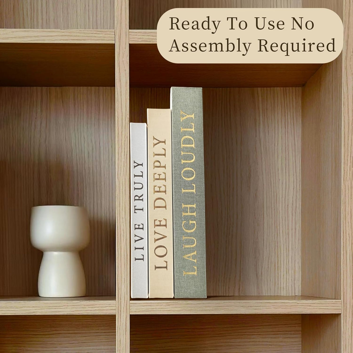 Aesthetic Decorative Books, Set of 3 Linen Faux Books for Decoration