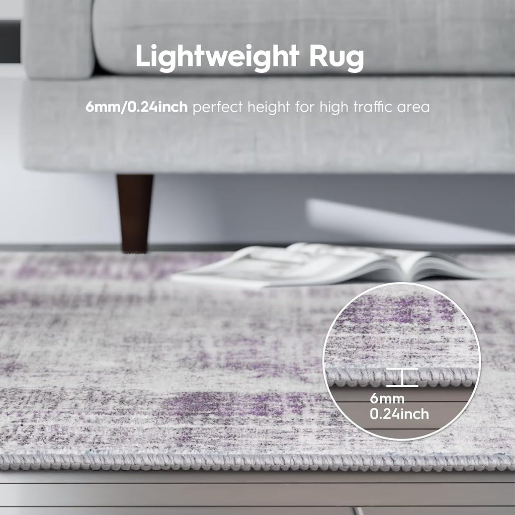 9X12 Area Rugs for Living Room, Decor Carpet for Bedroom, Purple