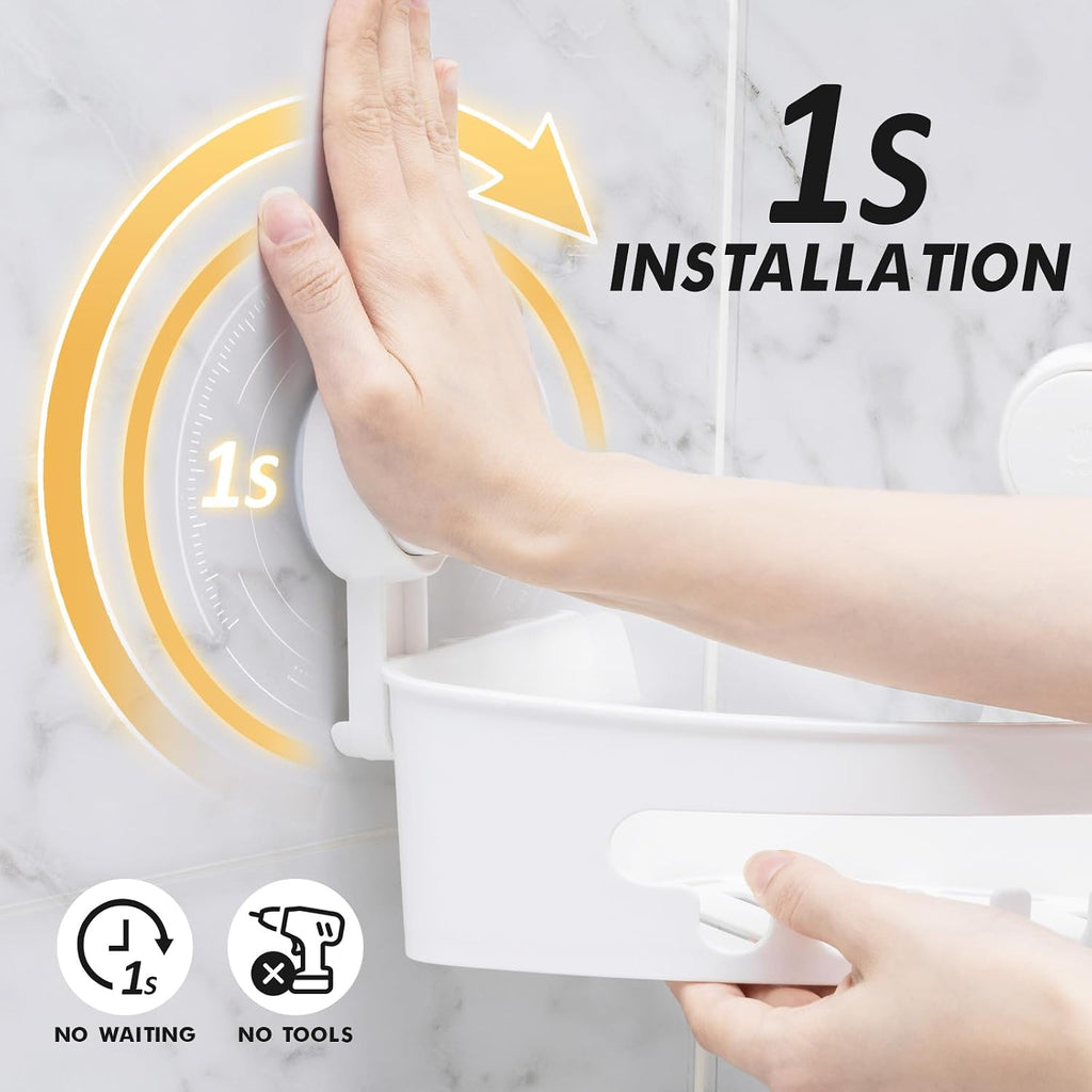 Corner Shower Caddy Suction Cup, Shower Basket Suction Bathroom