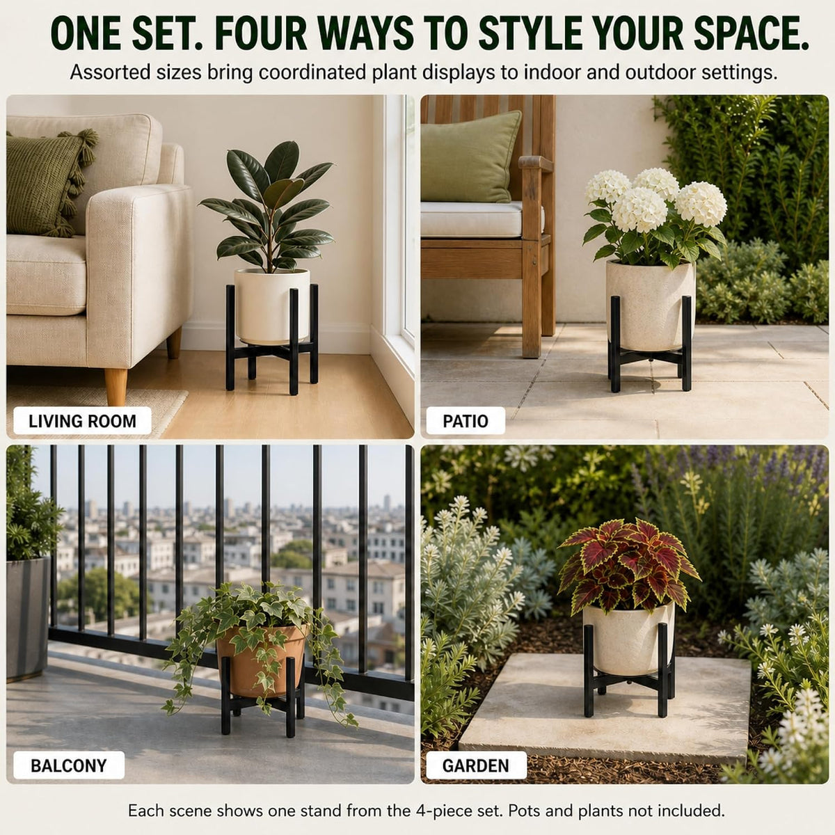 Metal Plant Stands Set, for Indoor and Outdoor Flower Pots Holders