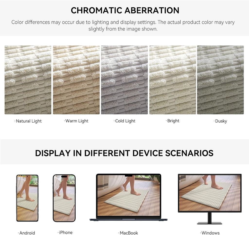Bath Mat Super Soft Absorbent Bathroom Rugs 16"X24",Beige