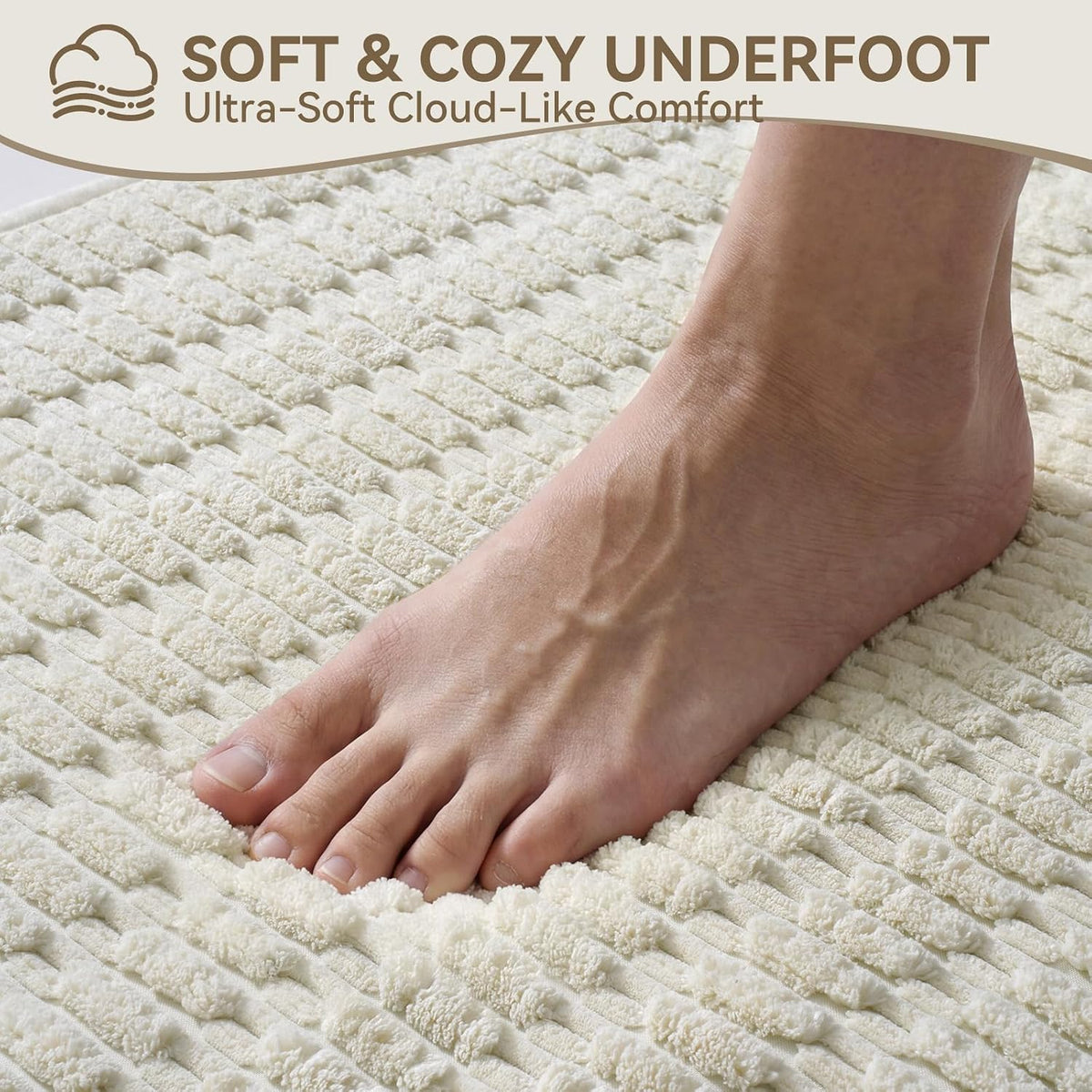 Bath Mat Super Soft Absorbent Bathroom Rugs 16"X24",Beige