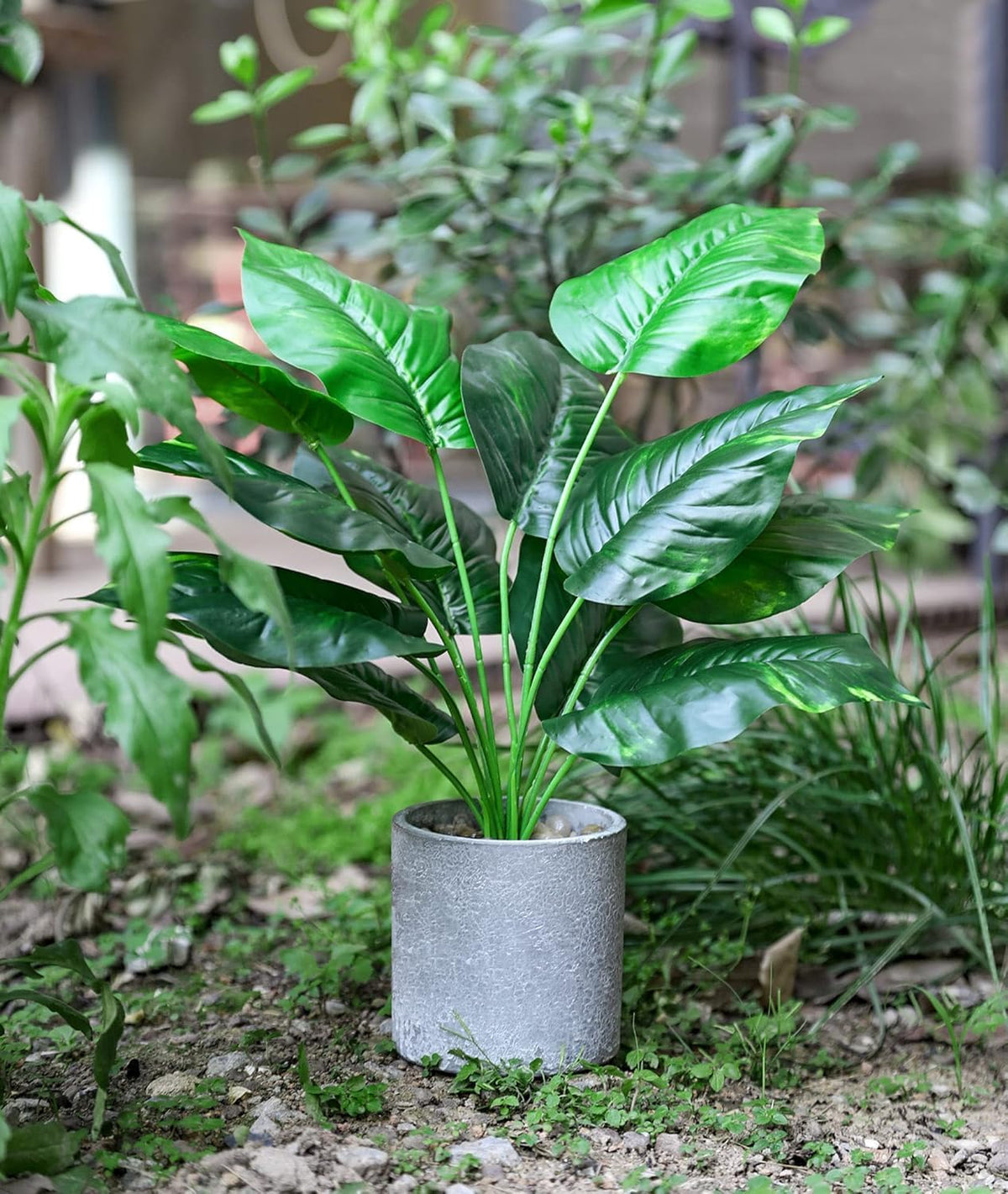 2 Pack 16" Fake Plants Sage Green for Bathroom Decor