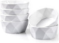 6 Oz Porcelain Ramekins Set of 6, Geometric Creme Brulee Ramekins Oven Safe, Souffle Dishes for Baking Dessert Ice Cream Snack, Small Ceramic Bowls Dishwasher Microwave Freezer Safe, White