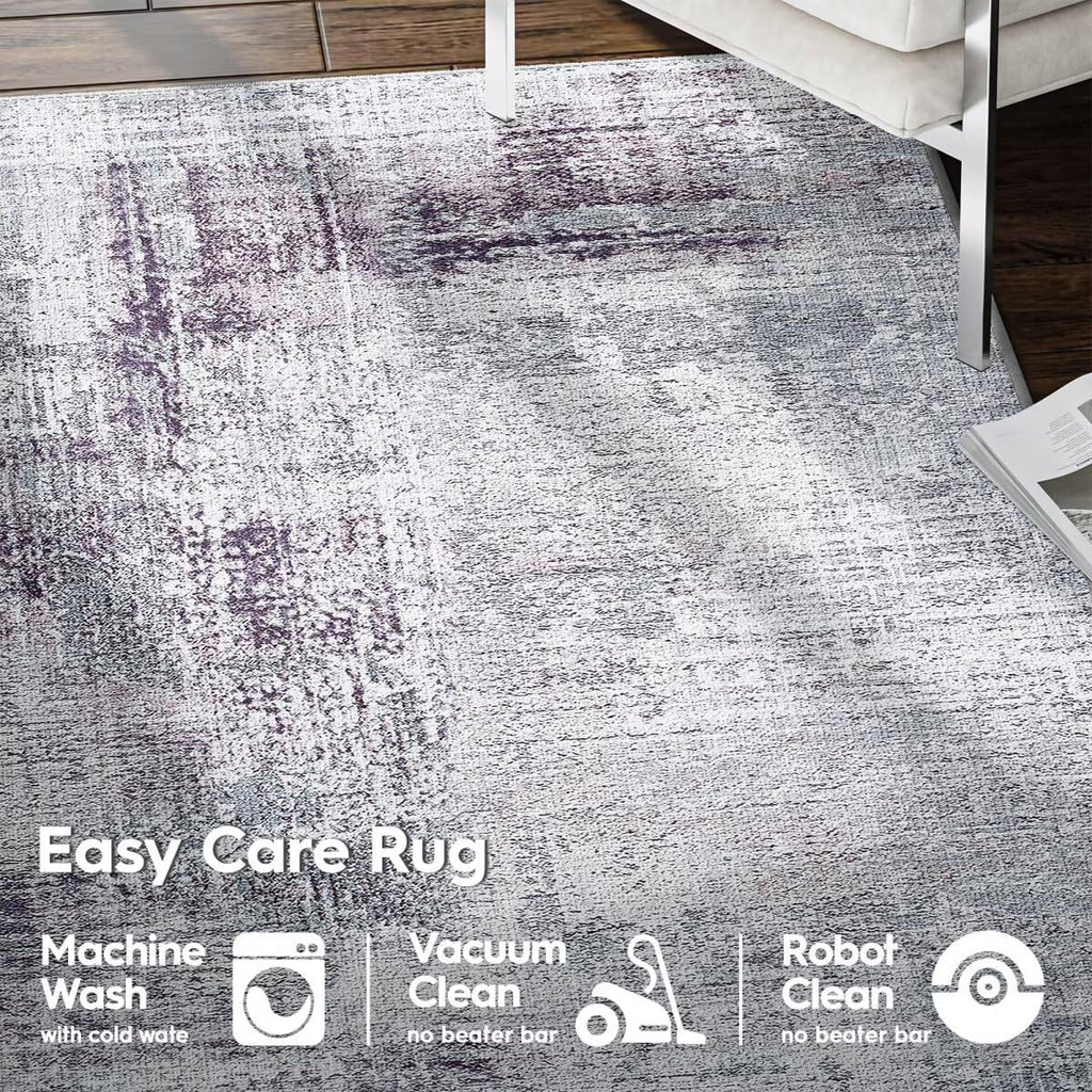 9X12 Area Rugs for Living Room, Decor Carpet for Bedroom, Purple