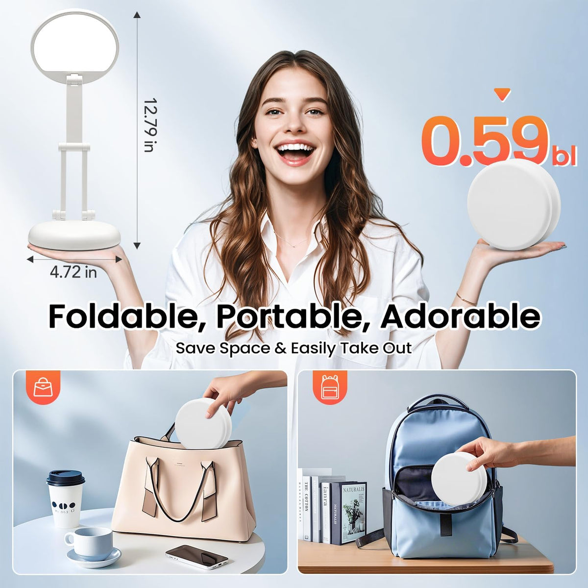 Battery Battery Operated Cordless Rechargeable Lamp - 3600Mah 10 Brightness Wireless LED Desk Table Lamp, Small Mini Portable Battery Powered Light for Home Office, Reading, Nail Light