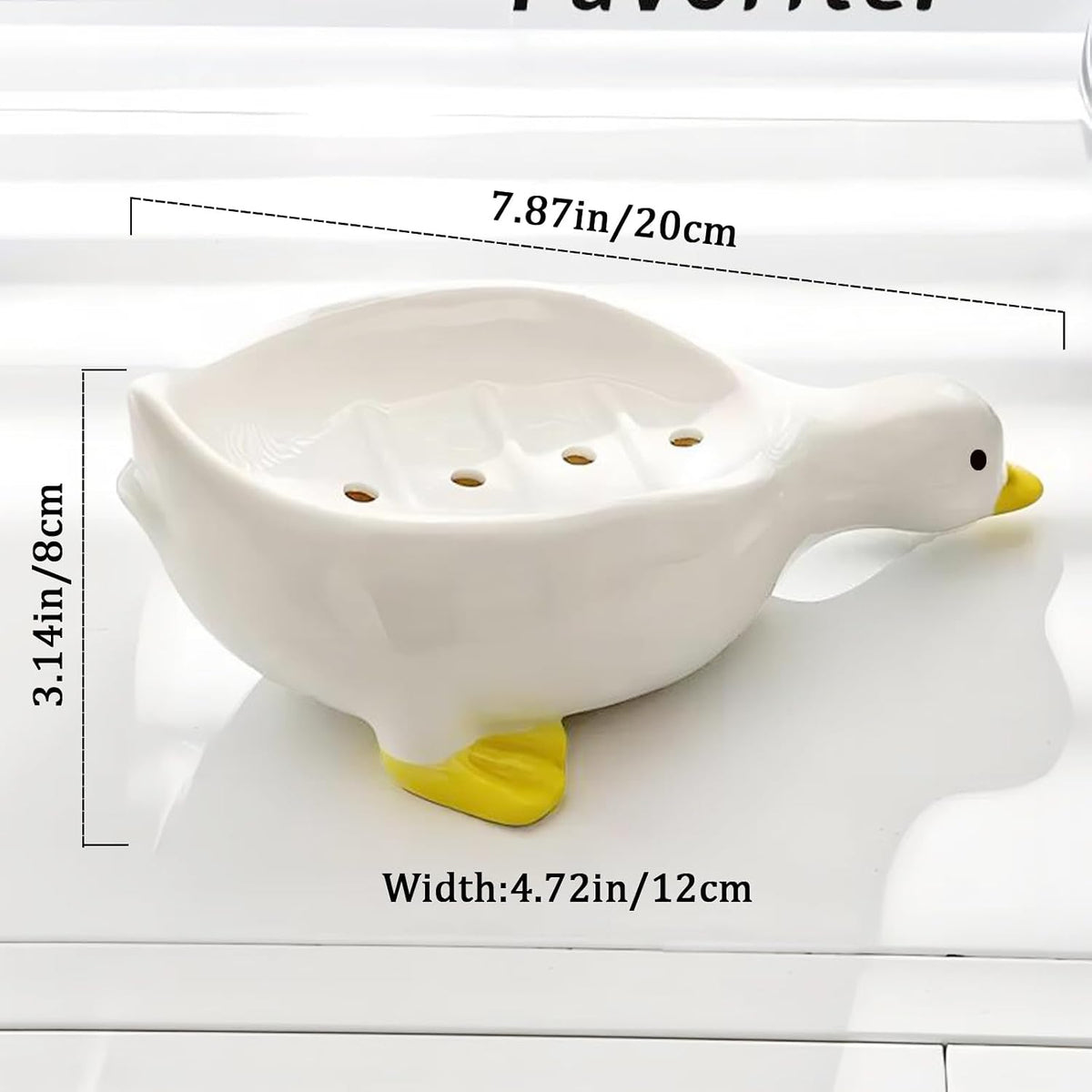Duck Ceramic Soap Dishes,Soap Holder with Drain,Soap Dish Container