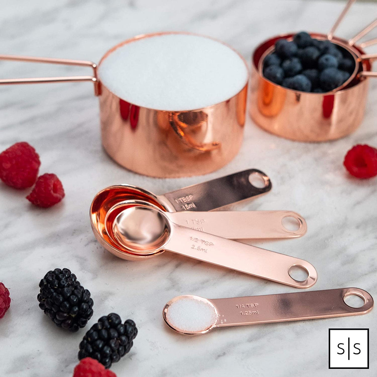 Copper Measuring Cups and Spoons Set, 8-Piece
