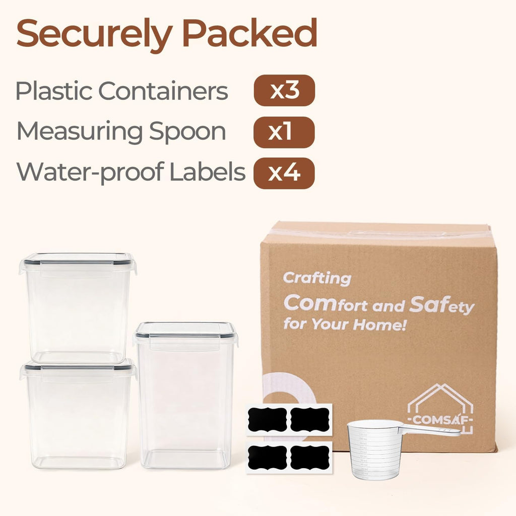 Airtight Flour and Sugar Container 2.6Qt & 5.5Qt 3Pack, Wide Mouth