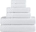 CTT - Luxury 6 Piece Towel Set, 100% Turkish Cotton, Quick Drying, Highly Absorbent & Comfy, Includes 2 Bath Towels, 2 Hand Towels & 2 Washcloths | (White)
