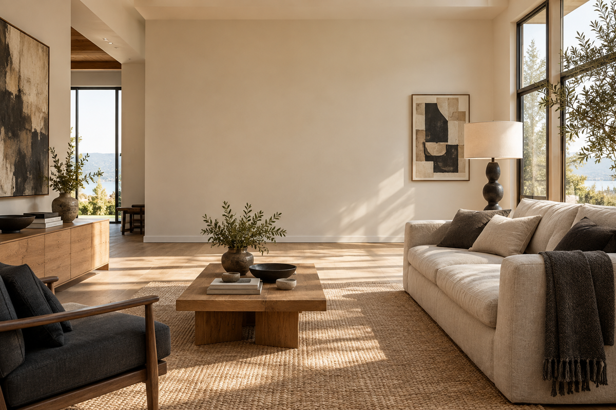 Warm modern living room hero